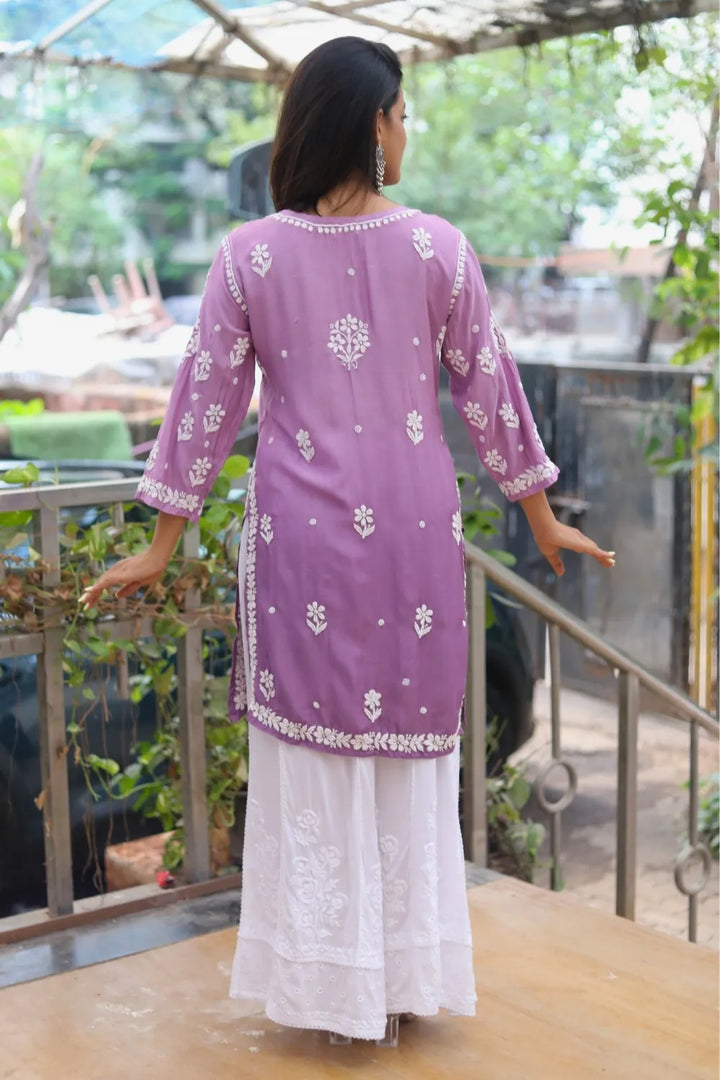 Sana Muslin 3D Chikankari Short Kurti