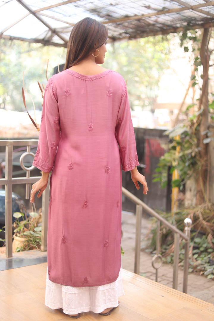 Aarohi Muslin 3D Chikankari Kurti With Mukaish