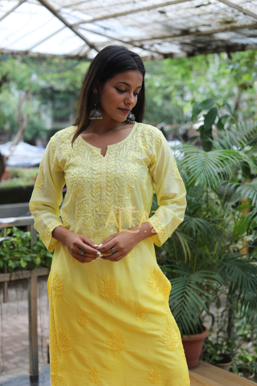 Myra Chanderi Chikankari Tone To Tone Long Kurti | Chanderi Chikan Kurta