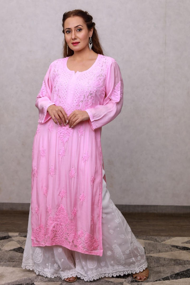 Dina Premium Muslin 3D Chikankari & Mukaish Kurti