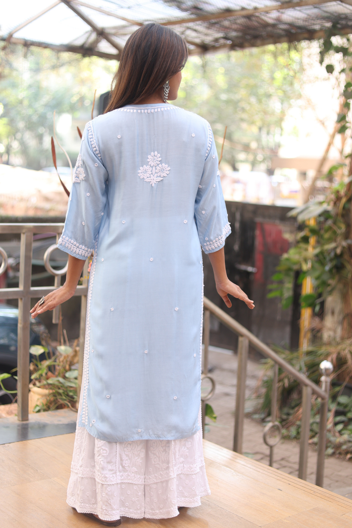 Dima Muslin 3D Chikankari Designer Kurti