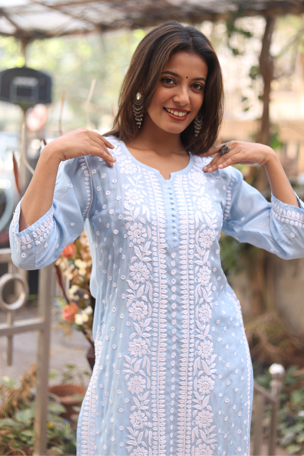 Dima Muslin 3D Chikankari Designer Kurti