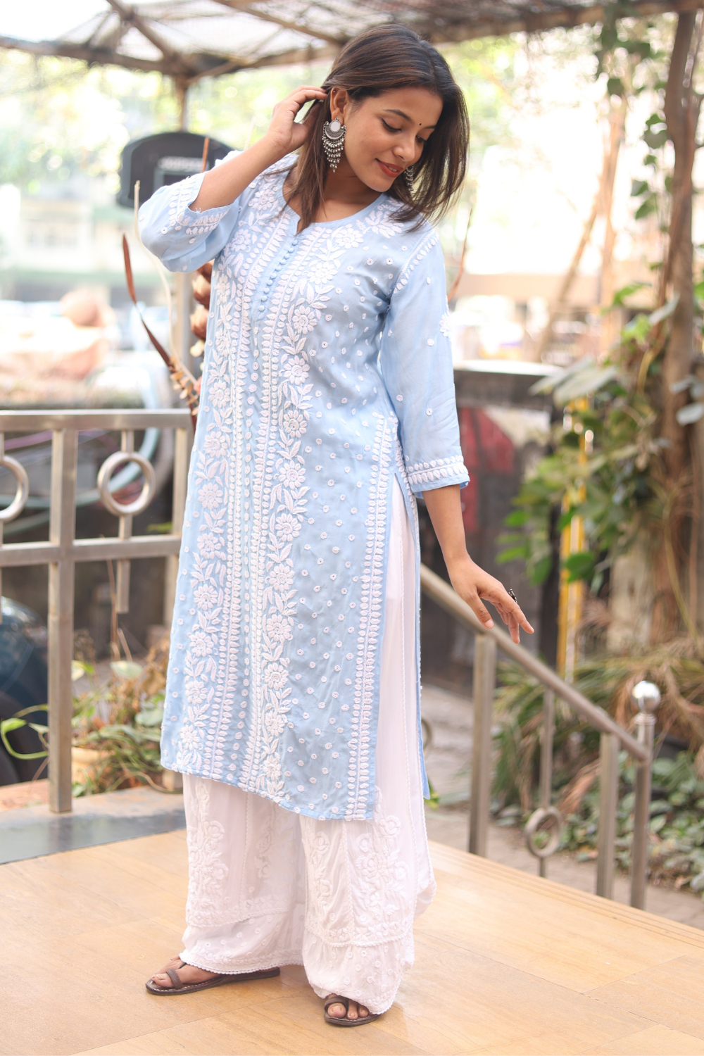 Dima Muslin 3D Chikankari Designer Kurti