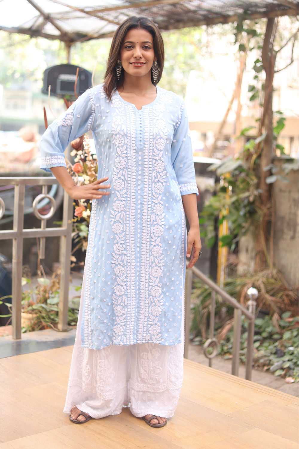 Dima Muslin 3D Chikankari Designer Kurti