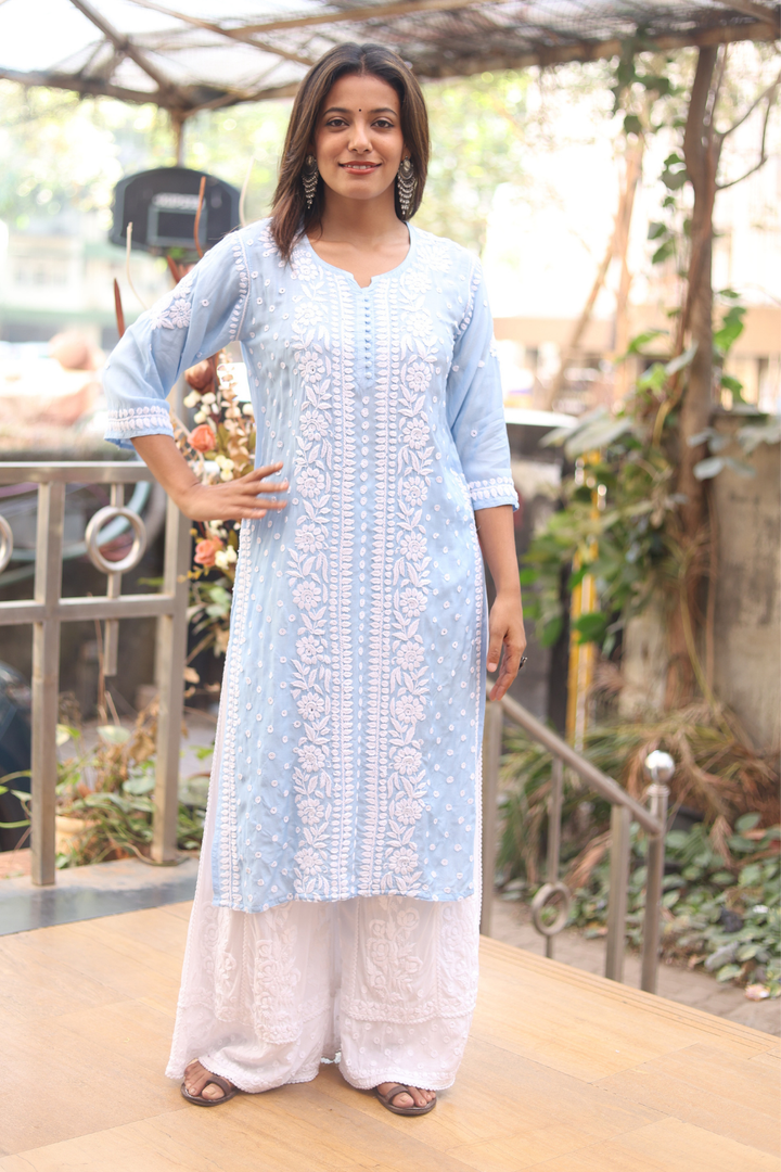 Dima Muslin 3D Chikankari Designer Kurti