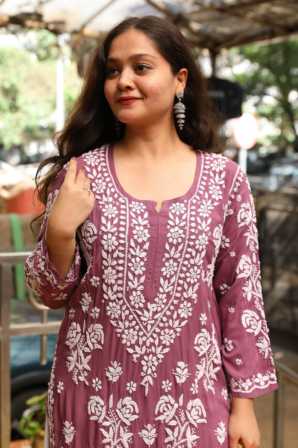 Alia Premium Modal Rose 3D Chikankari Kurti