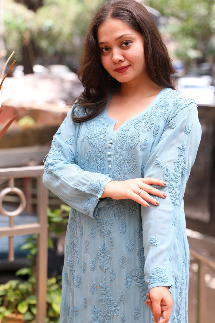 Esra Premium Viscose 3D Chikankari & Mukaish Kurti