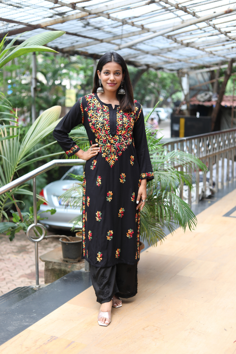 Ekta Rayon Chikankari Long Kurti