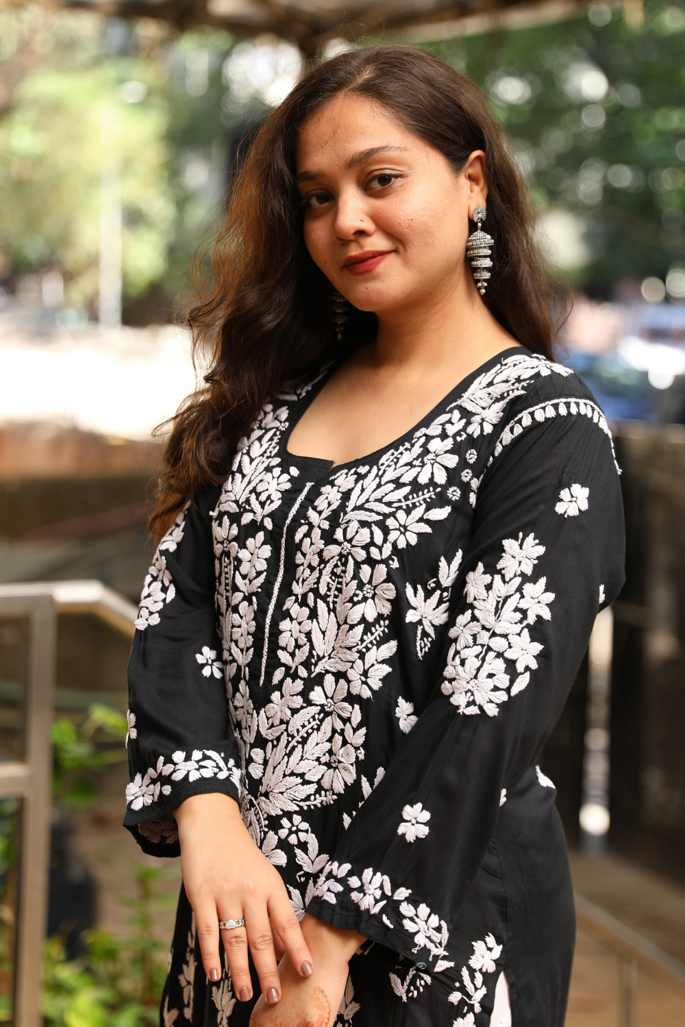 Nadira  Premium Modal Chikankari  3D Long Kurti