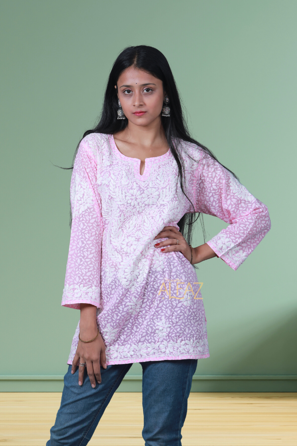 Firdaus Cotton Brasso Short Top -  Rayon Lucknowi Kurti