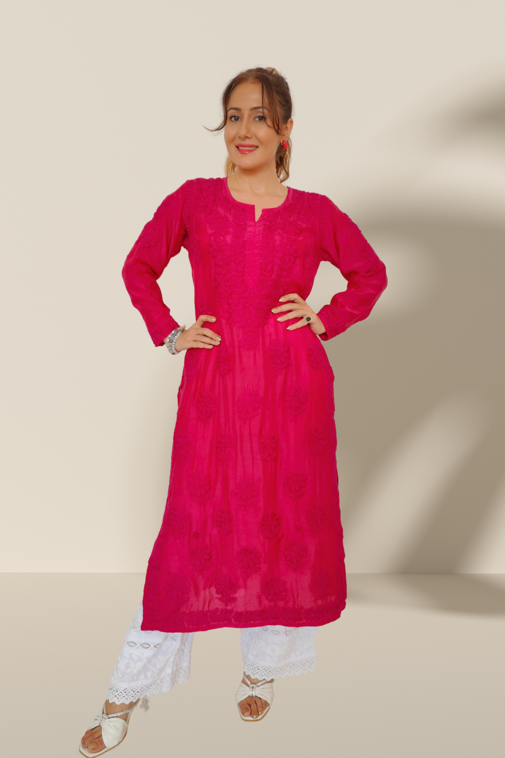 Layla Premium Muslin 3D Chikankari Kurti Shop Chikan Kurtis Online
