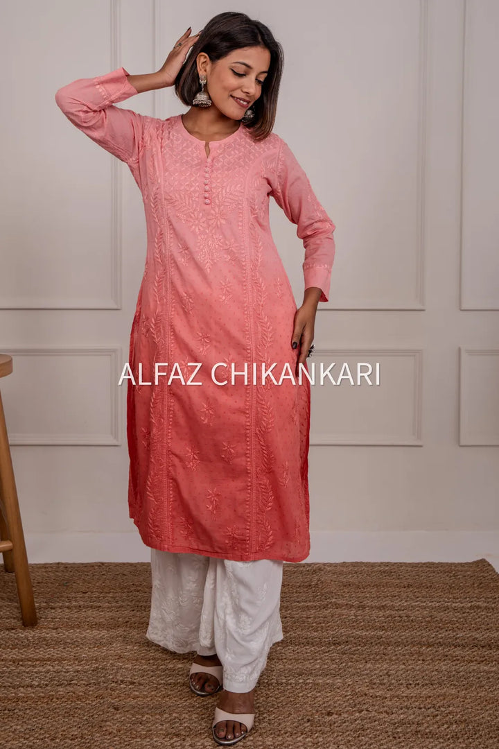 Kaira Dobby Cotton Chikankari Kurti