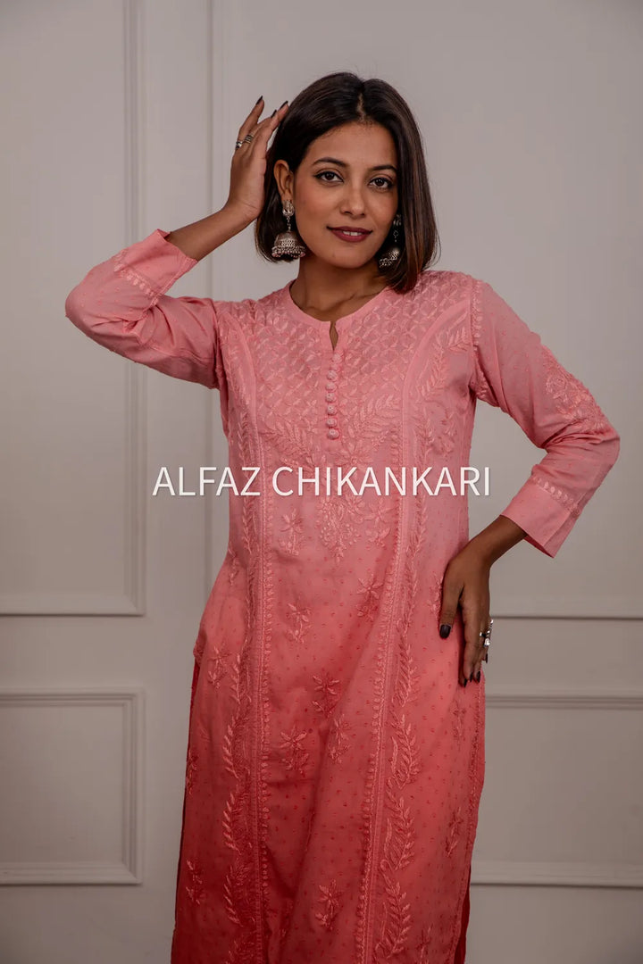 Kaira Dobby Cotton Chikankari Kurti