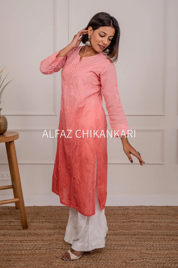 Kaira Dobby Cotton Chikankari Kurti