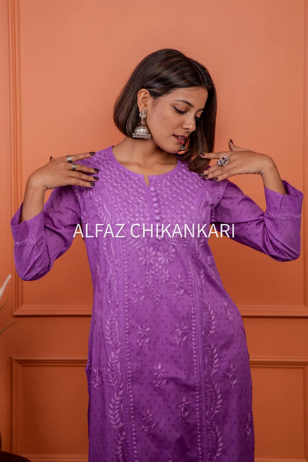 Kaira Dobby Cotton Chikankari Kurti