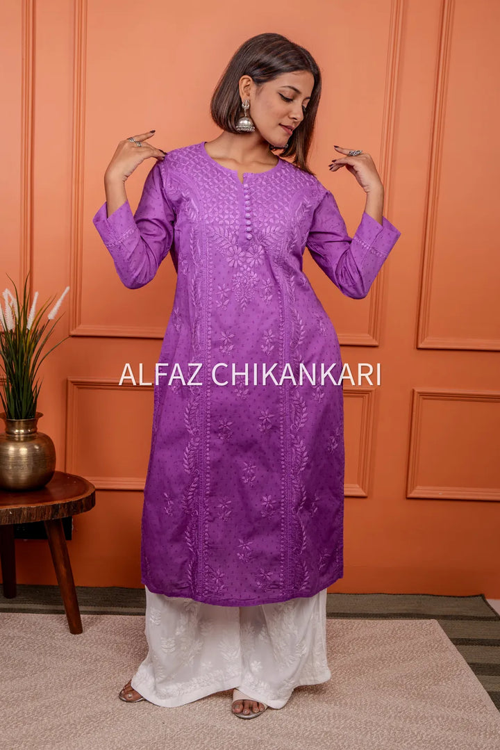 Kaira Dobby Cotton Chikankari Kurti