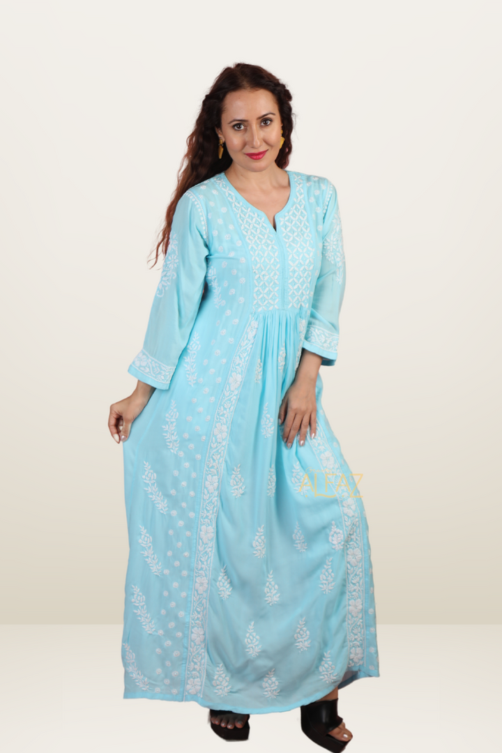 Amina Modal Chikankari Keel Kangan Gown