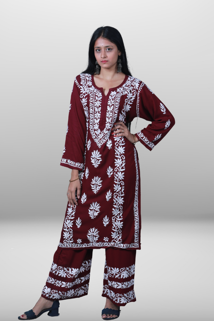 rayon chikankari kurta set