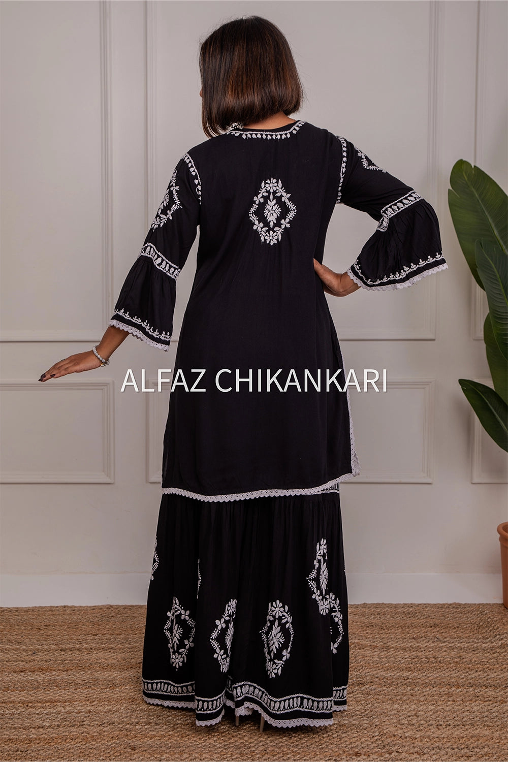 Navya Rayon Designer Chikankari Gharara Set