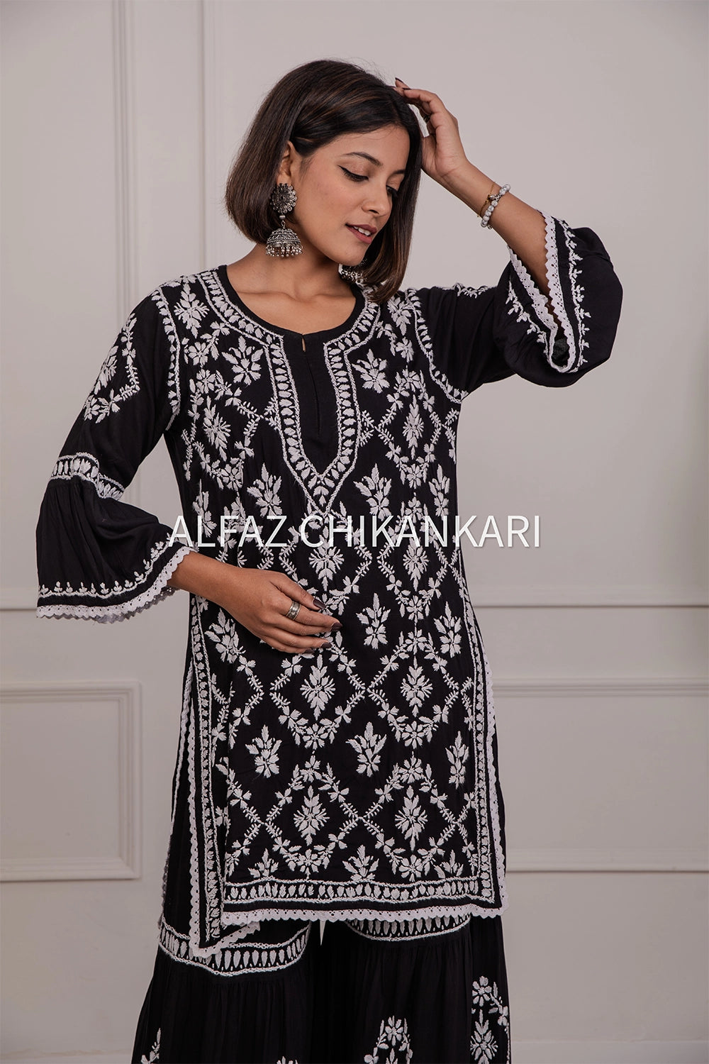 Navya Rayon Designer Chikankari Gharara Set