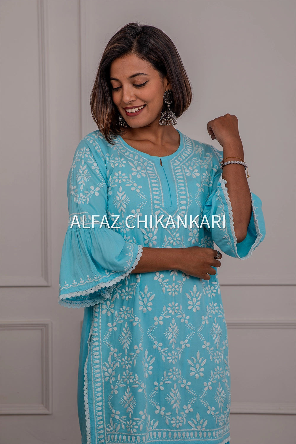 Navya Rayon Designer Chikankari Gharara Set