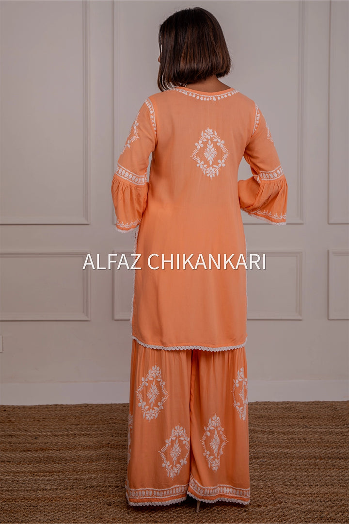 Navya Rayon Designer Chikankari Gharara Set