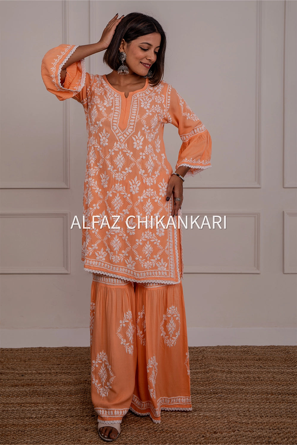 Navya Rayon Designer Chikankari Gharara Set