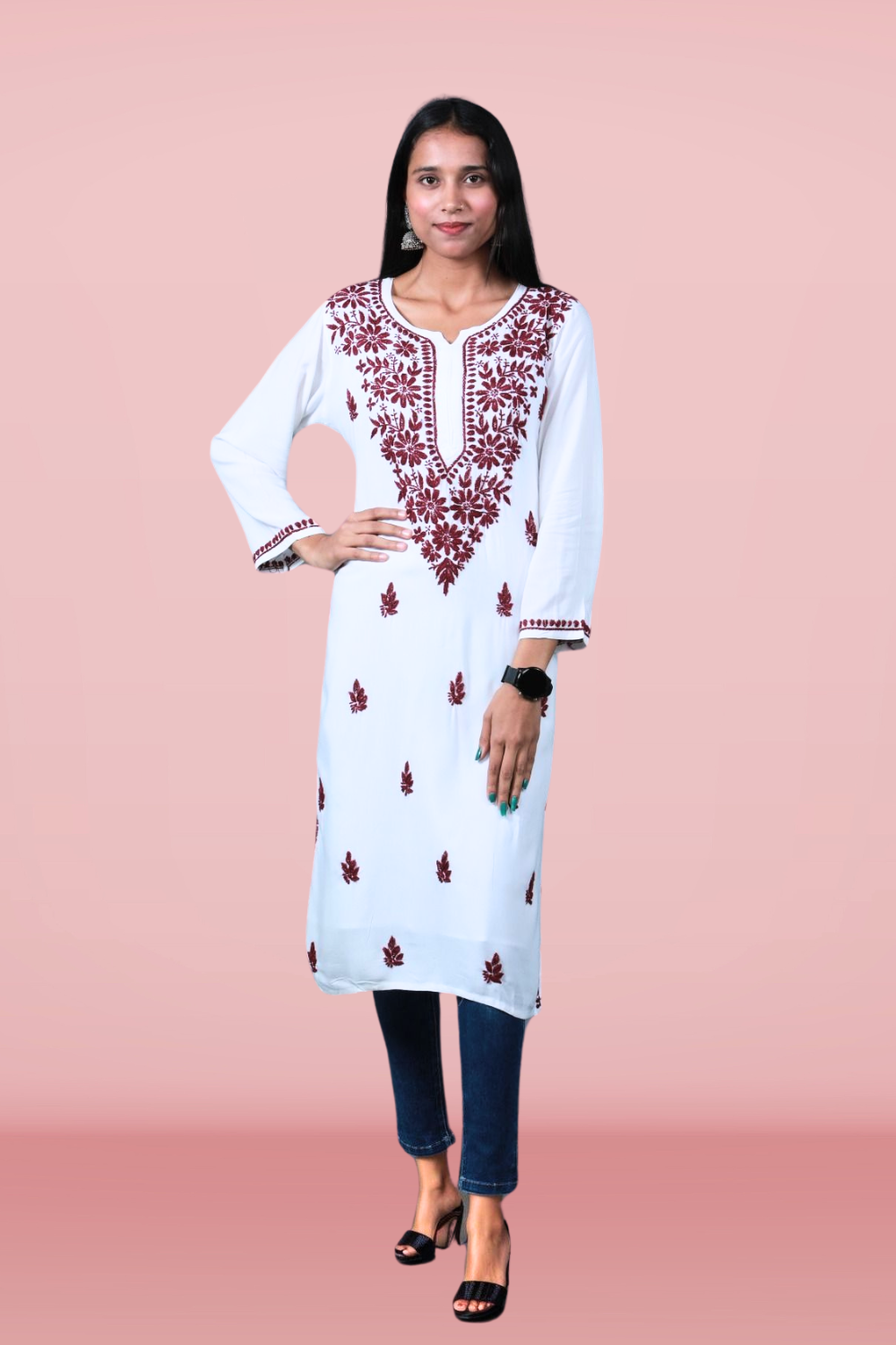 rayon chikankari kurti