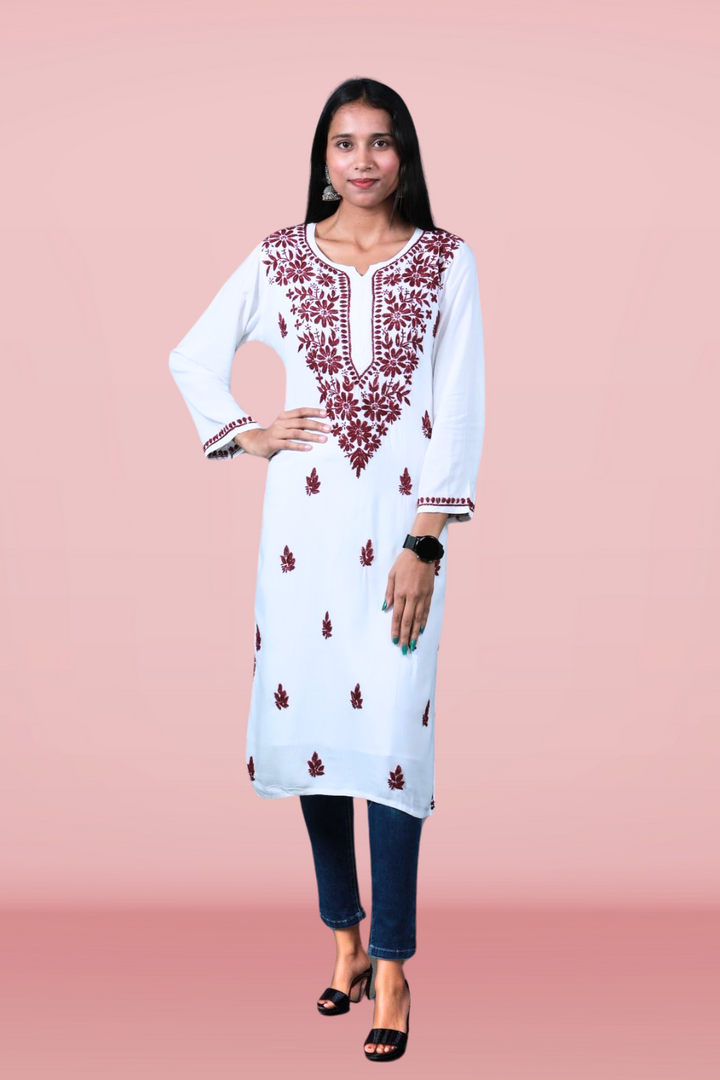 rayon chikankari kurti