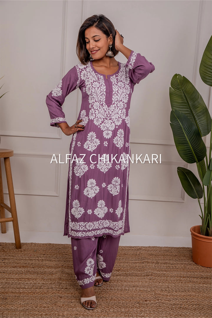 Tanvi Modal Chikankari Kurti Palazzo Set