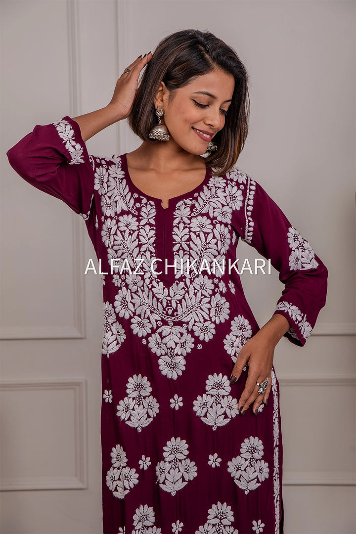 Tanvi Modal Chikankari Kurti Palazzo Set