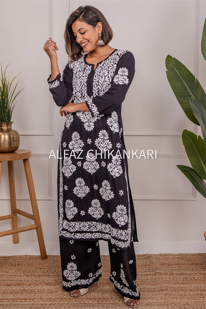 Tanvi Modal Chikankari Kurti Palazzo Set