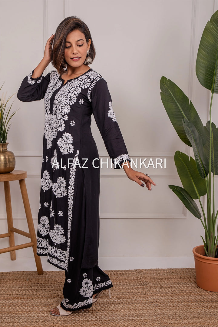 Tanvi Modal Chikankari Kurti Palazzo Set