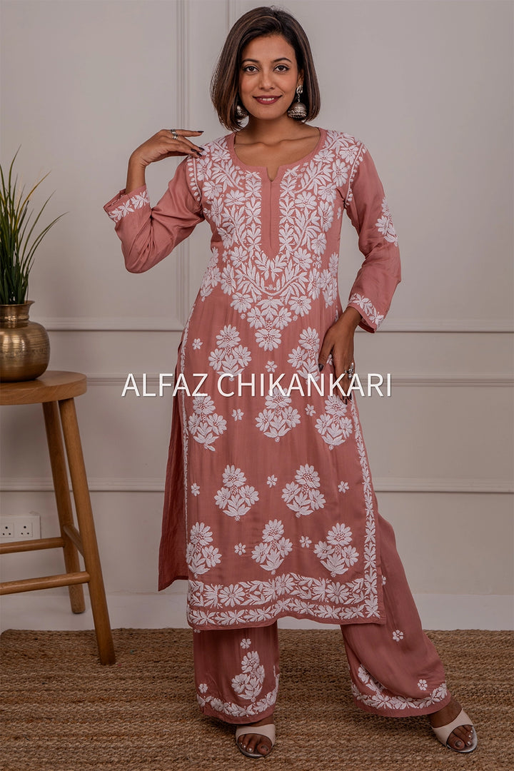 Tanvi Modal Chikankari Kurti Palazzo Set