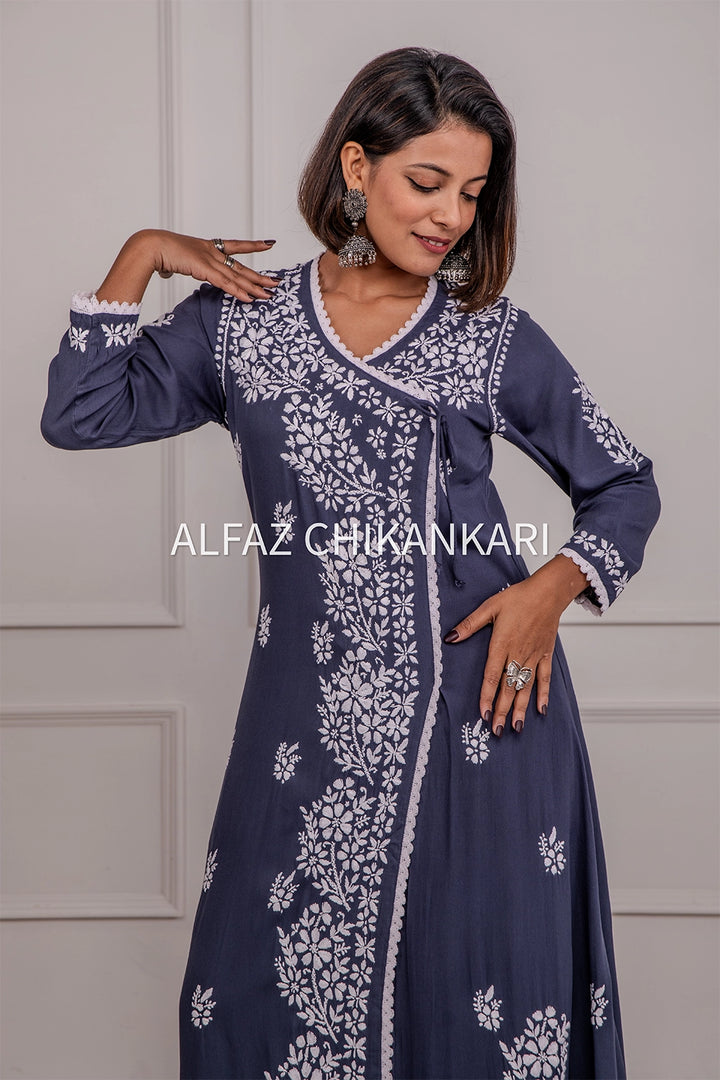 Tripti Rayon Chikankari Angrakha