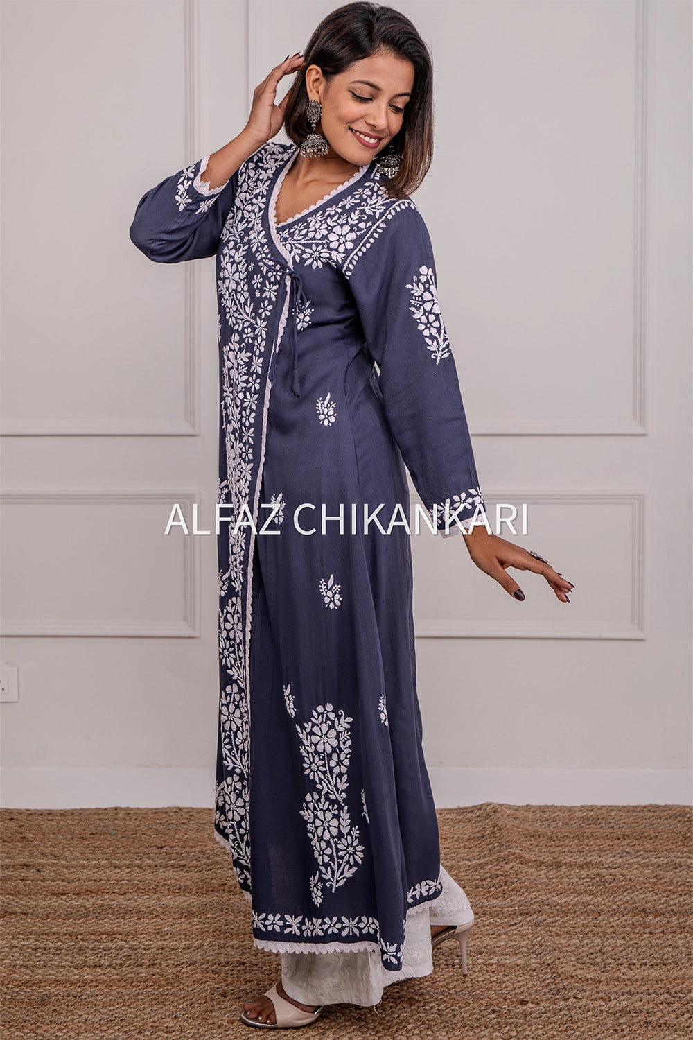 Tripti Rayon Chikankari Angrakha