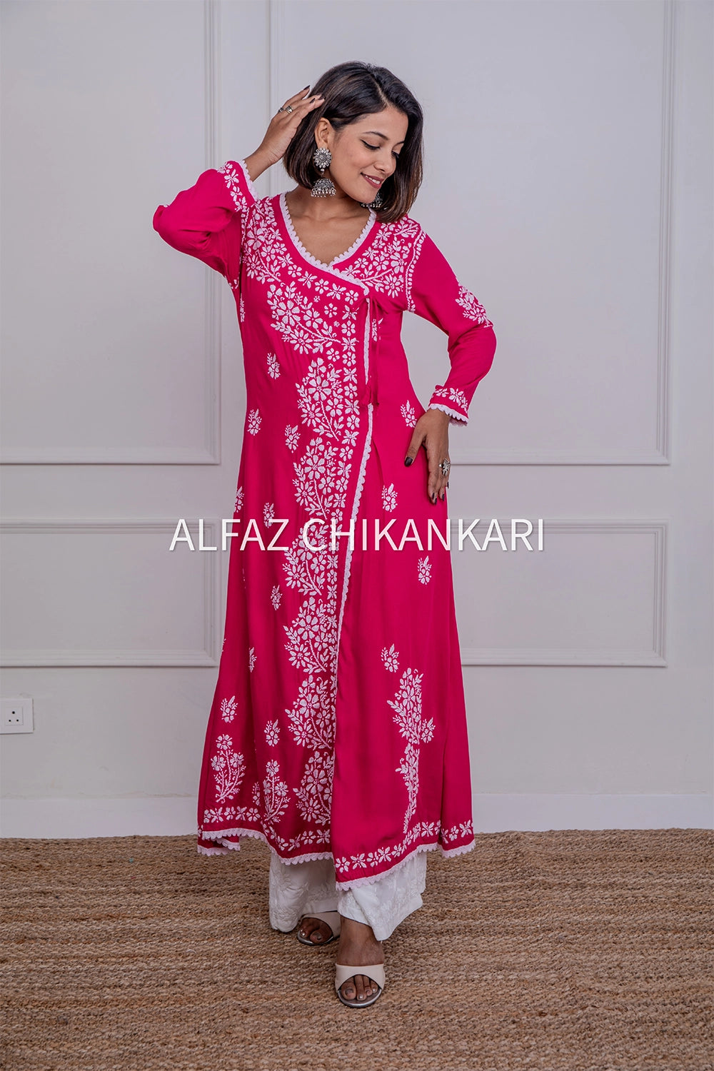 Tripti Rayon Chikankari Angrakha