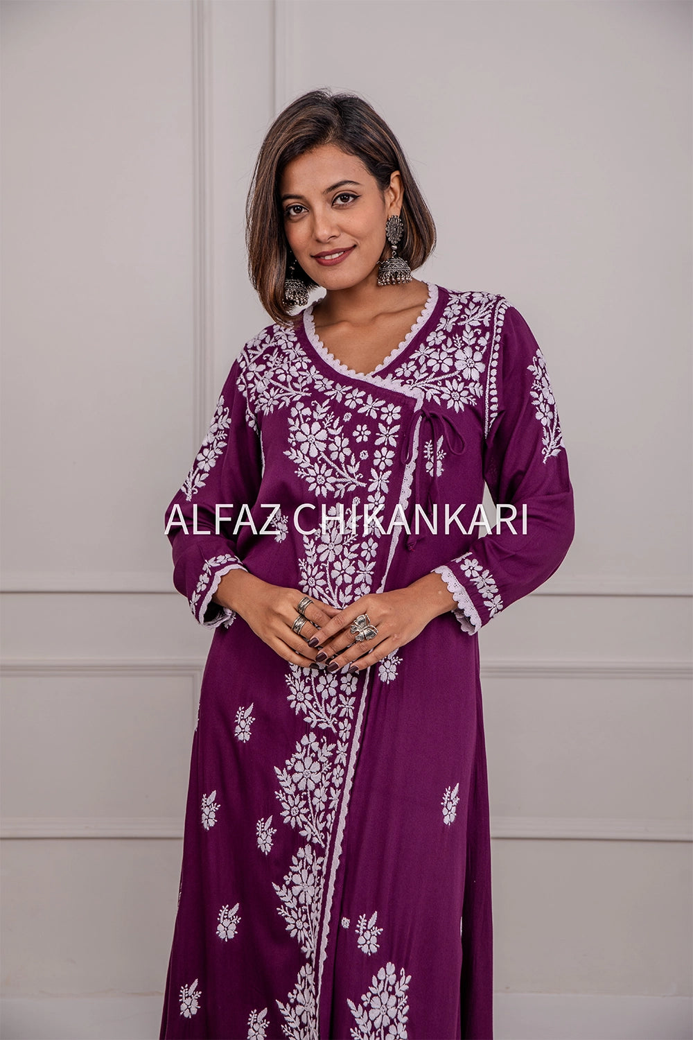 Tripti Rayon Chikankari Angrakha