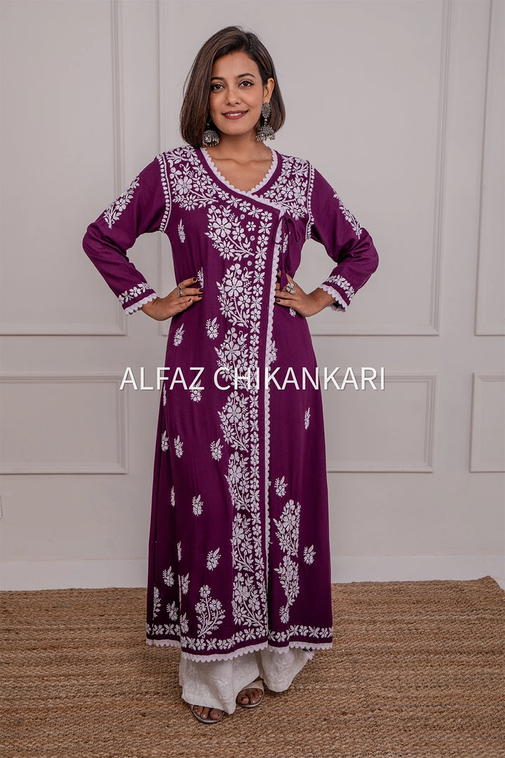 Tripti Rayon Chikankari Angrakha