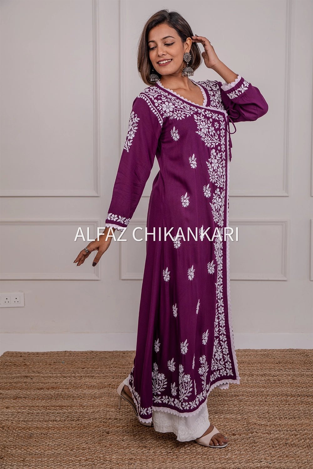 Tripti Rayon Chikankari Angrakha