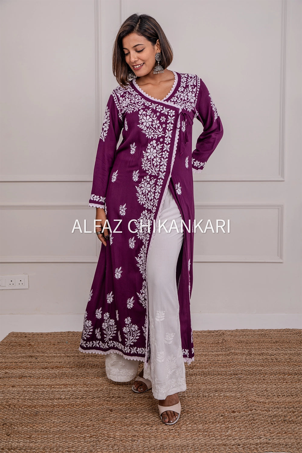 Tripti Rayon Chikankari Angrakha