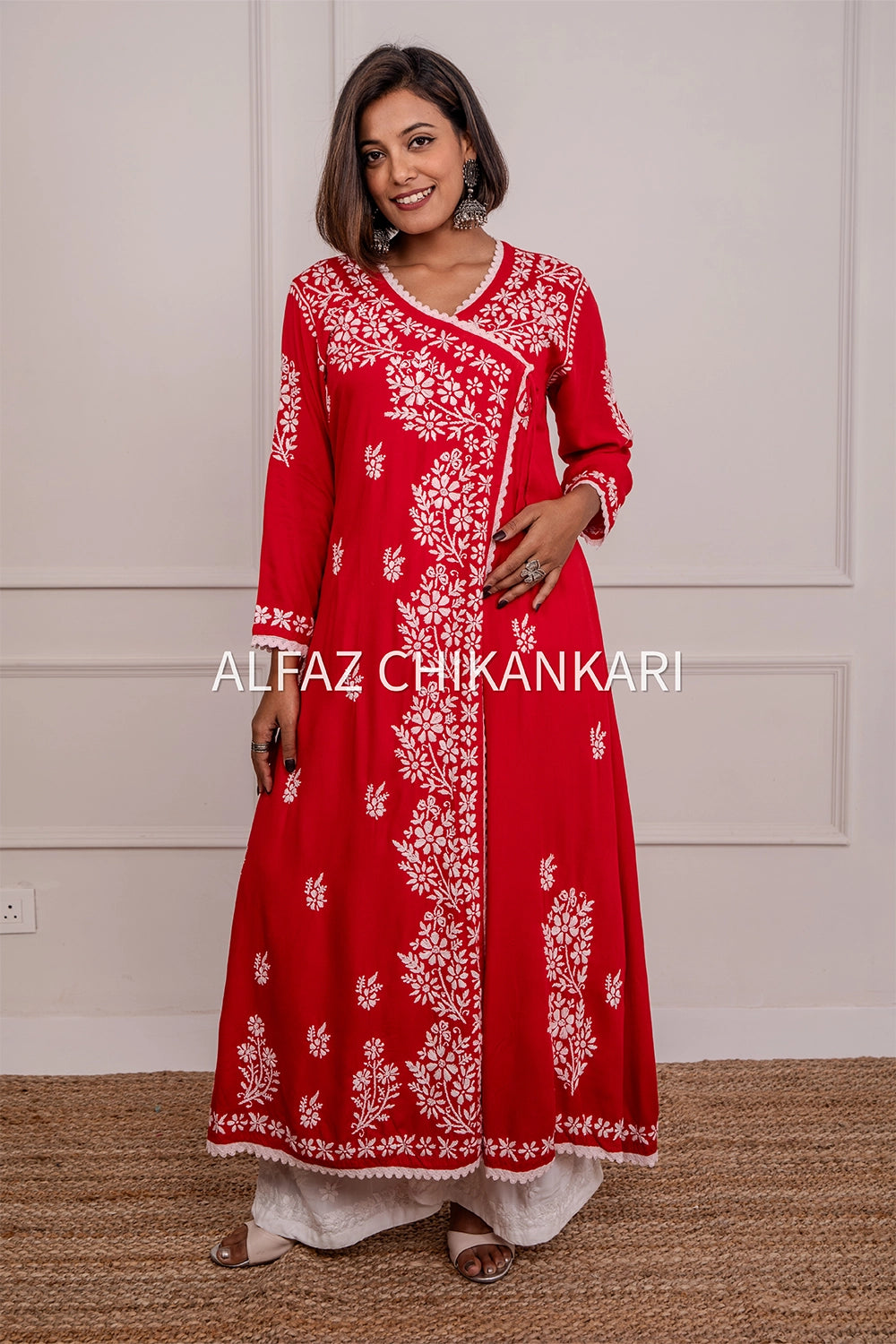 Tripti Rayon Chikankari Angrakha