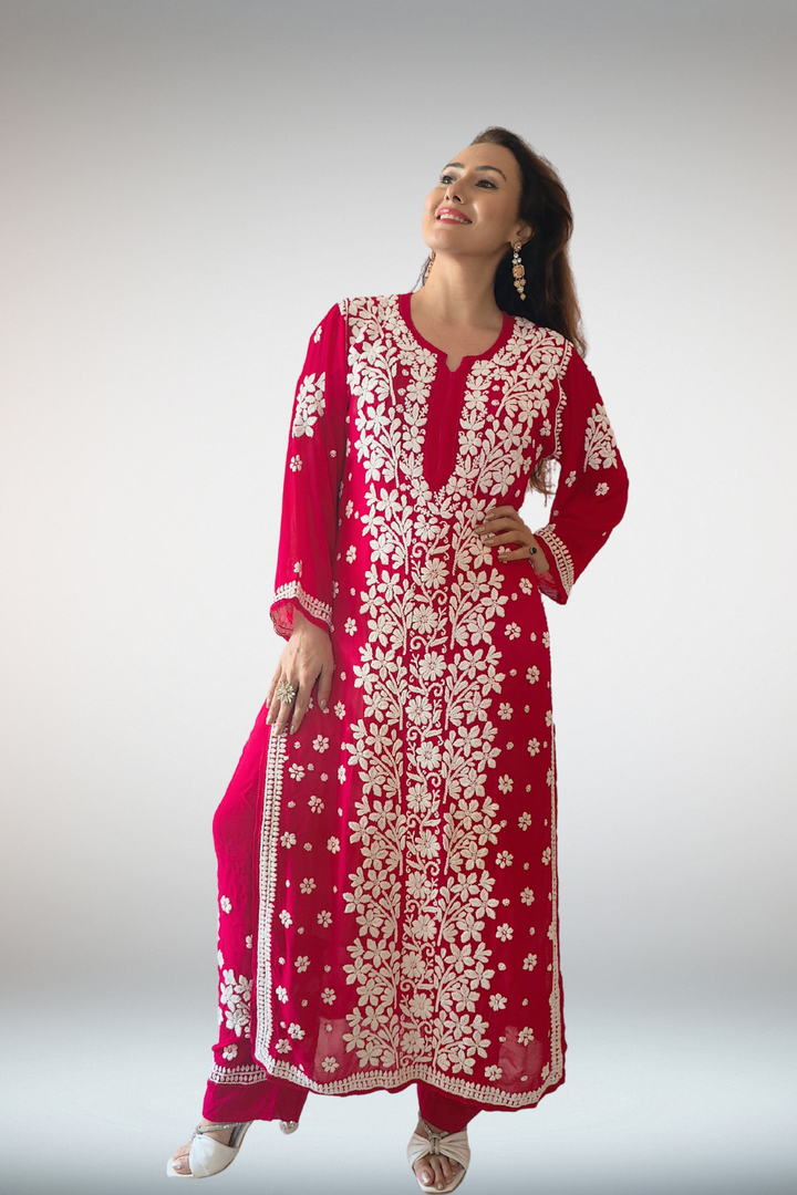 chikankari plazo suit