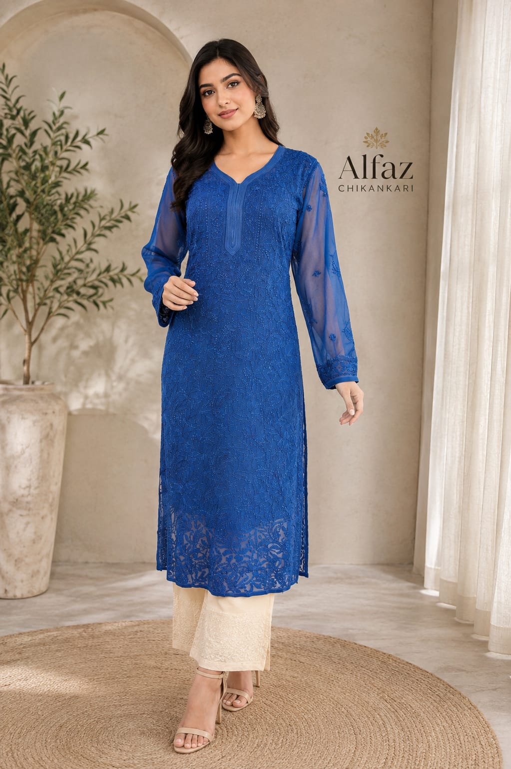 Sofiya Viscose Jaal (shadow) work Long Kurti