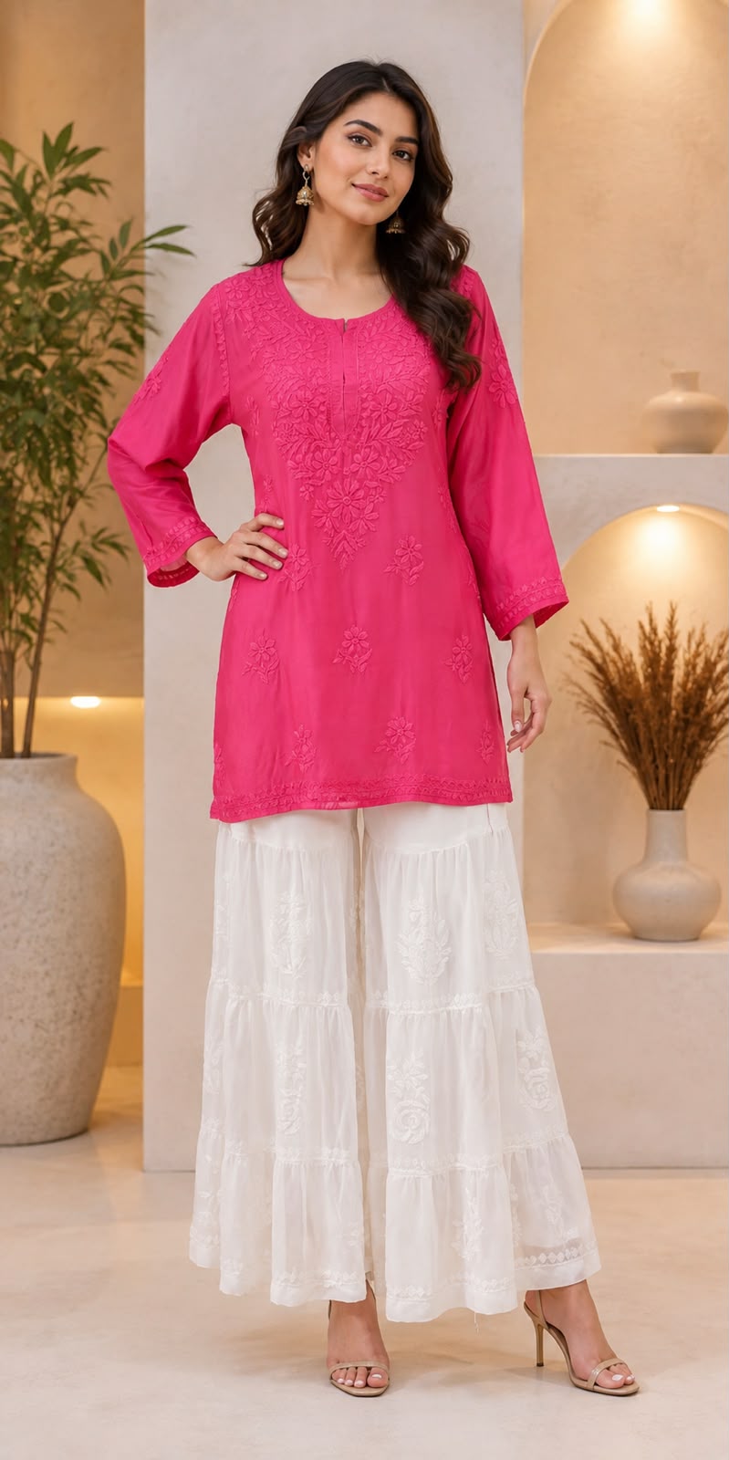 Lazina premium muslin tone to tone short kurti