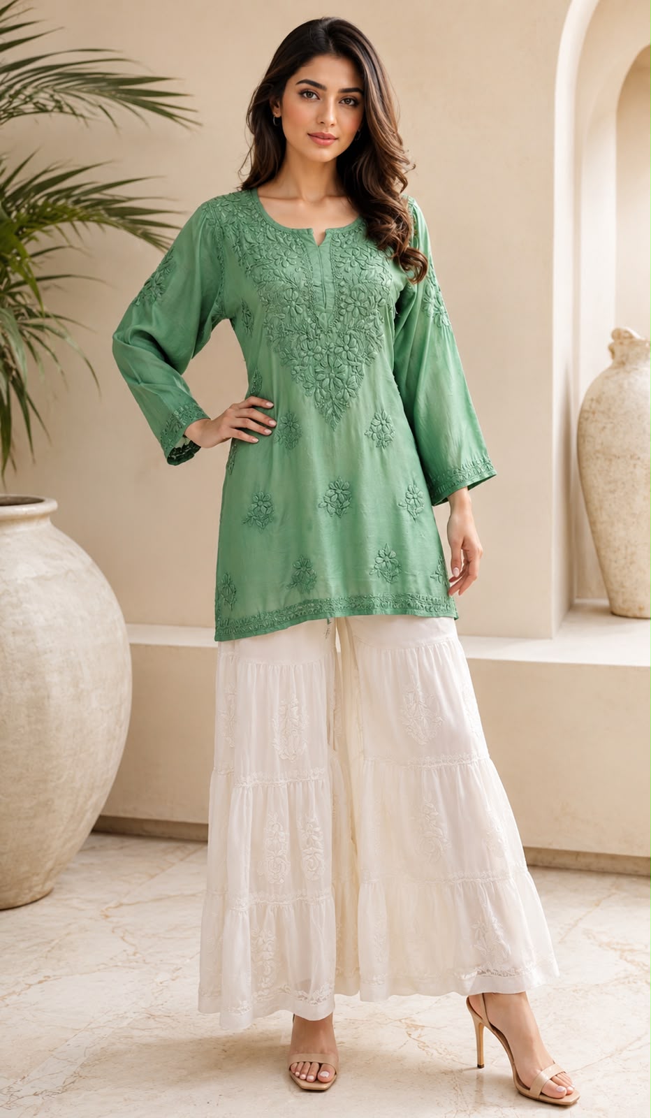 Lazina premium muslin tone to tone short kurti