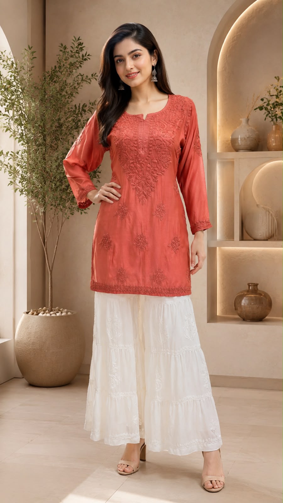 Lazina premium muslin tone to tone short kurti