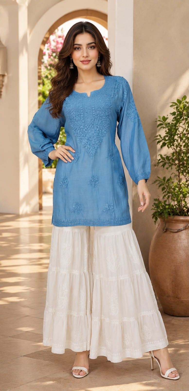 Lazina premium muslin tone to tone short kurti