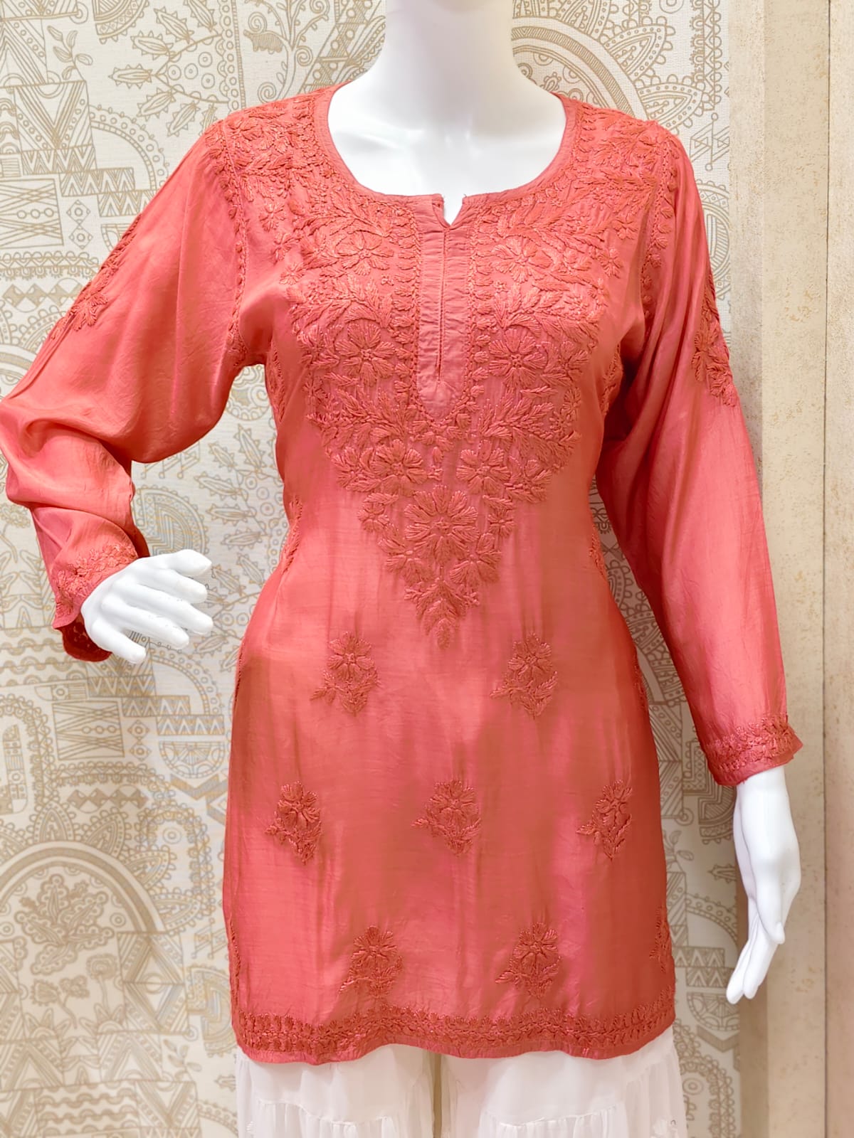 Lazina premium muslin tone to tone short kurti