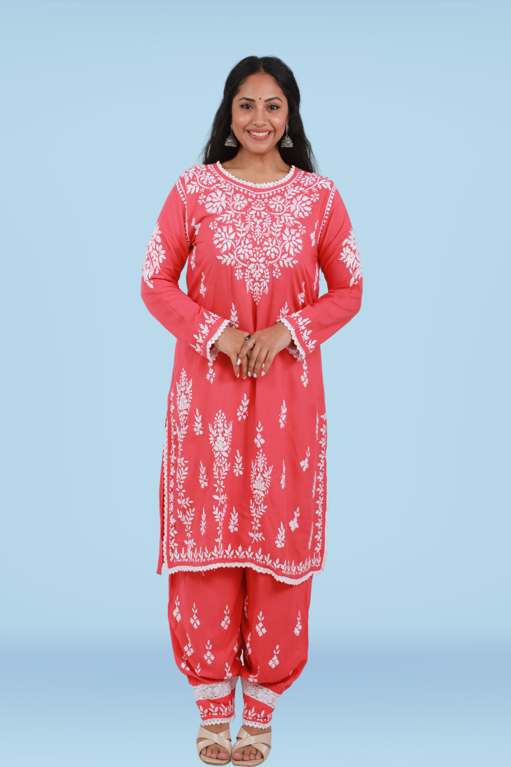 Hafsa Rayon Chikankari Afghani Set